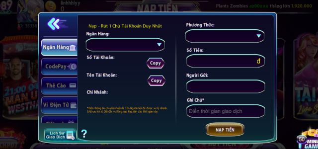 789club đang có 7 kênh hỗ trợ nạp rút tiền