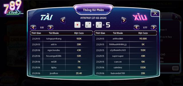 Hãy chọn bàn có nhiều người tham gia và xem thống kê phiên để tăng tỉ lệ thắng