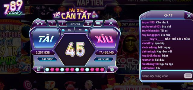 Tài xỉu 789club là trò cá cược hấp dẫn