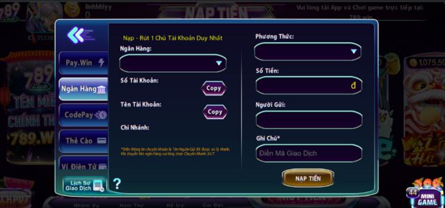 Tỷ lệ nạp và rút tiền tại 789club là 1:1 