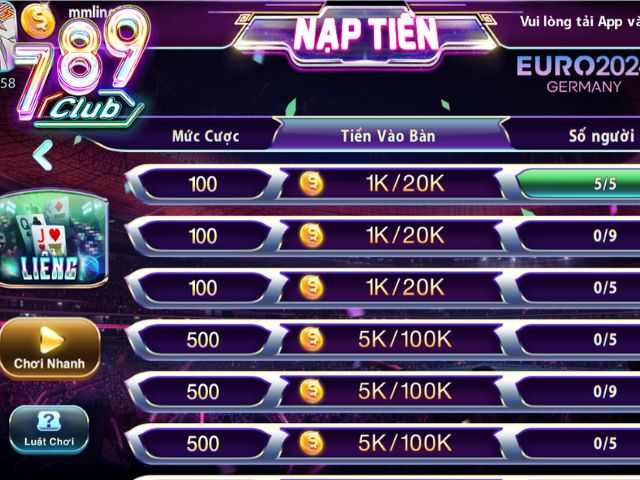 Hướng dẫn chơi Liêng 789club trên mạng